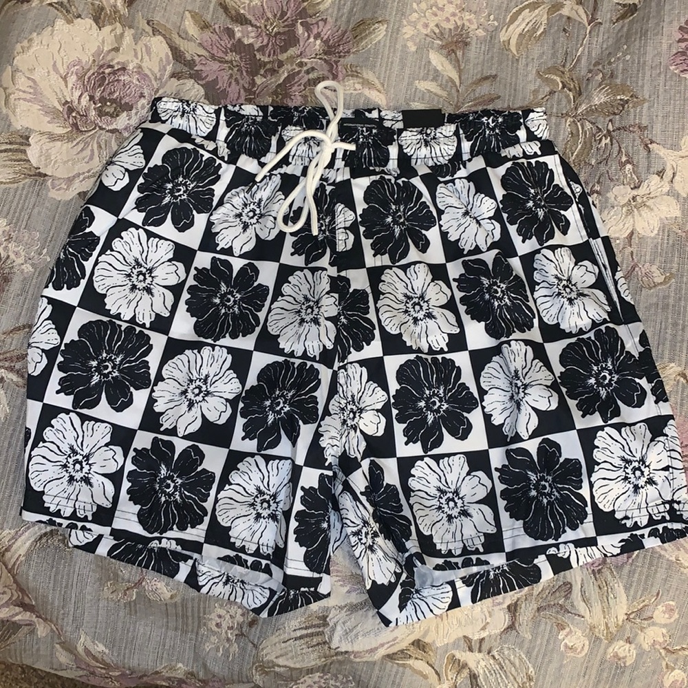Mens Swim shorts - size medium flower check